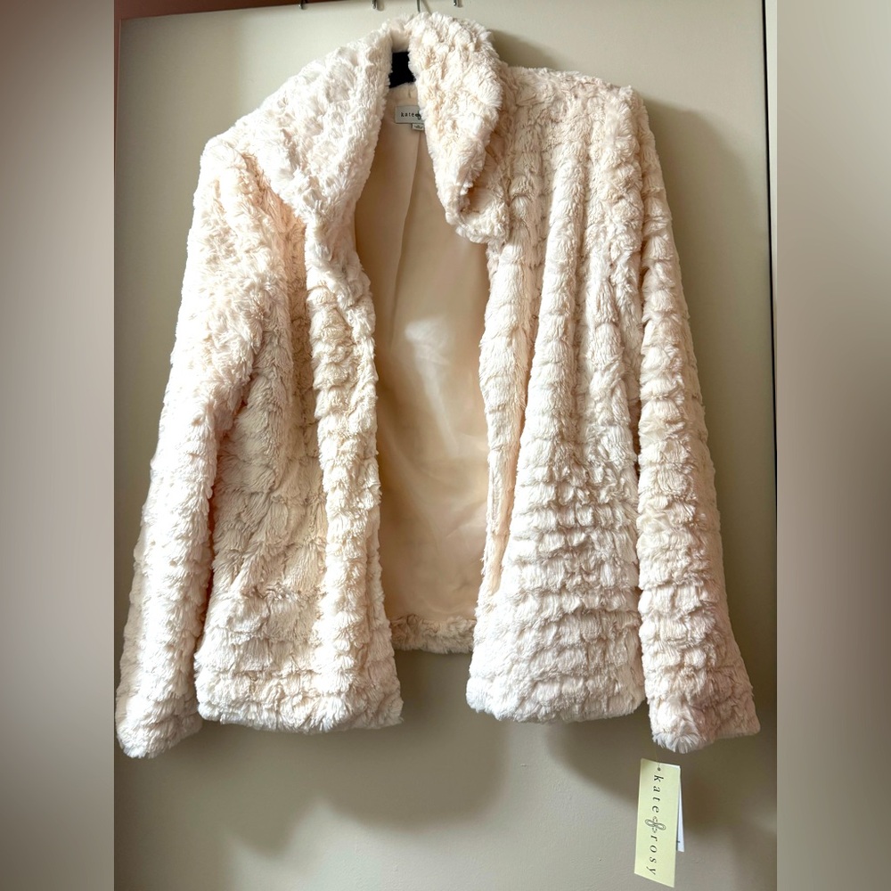 Ivory faux fur coat